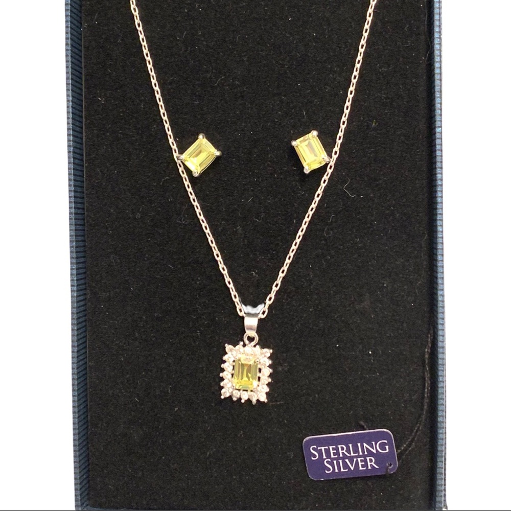 Sterling Silver & Citrine Necklace Set